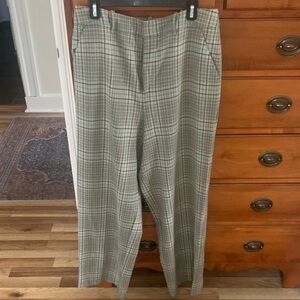Women’s Plaid Plain-front Pants - Green and Gray